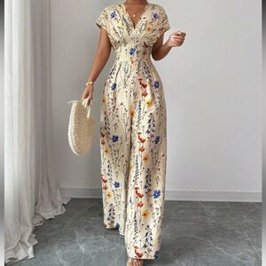 NEVER WORN Floral Cream Jumpsuit